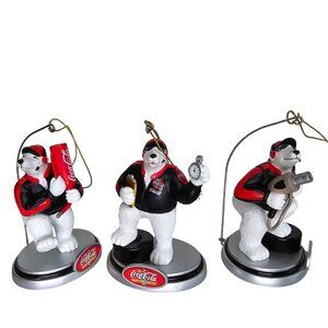 Coca-Cola Polar Bear Holiday Ornaments With Accessories Limited Edition 1990s